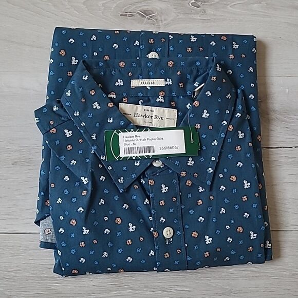 Hawker Rye‎ Helsinki Stretch Poplin Blue Shirt Stitch Fix Size M Stitch Fix NWT - Picture 2 of 4